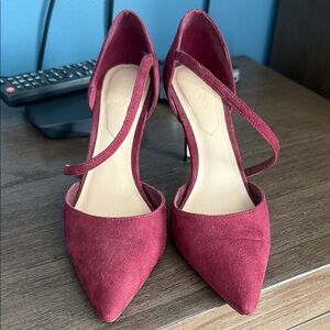 ALDO Wine Burgundy Suede Pointed-Toe Mary Jane Heels
